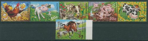 Australien 2005 Farmtiere Ziege Huhn Pferd Rind 2492/97 ZD postfrisch (C42626)