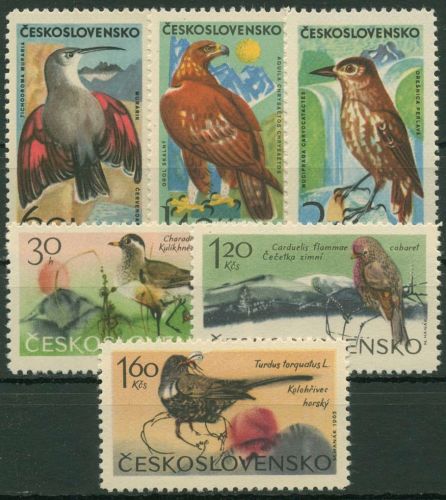 Tschechoslowakei 1965 Gebirgsvögel Steinadler Tannenhäher 1568/73 postfrisch