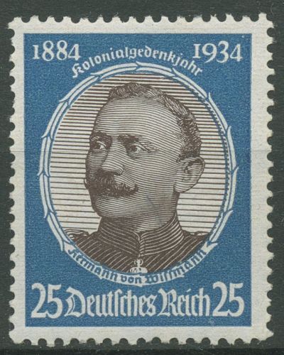 Deutsches Reich 1934 Kolonialforscher H. von Wissmann 543 mit Falz