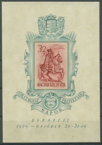 Ungarn 1939 Reiterbild des Fürsten von Siebenbürgen Block 6 postfrisch (C92539)