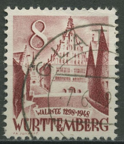 Franz. Zone: Württemberg 1948/49 Waldsee Rathaus Type II, 32 y II gestempelt