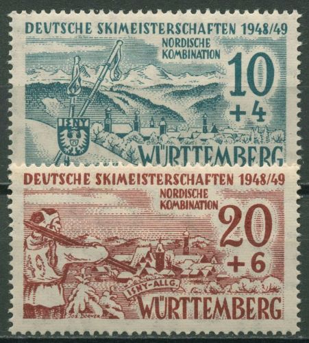 Französische Zone: Württemberg 1949 Dt. Skimeisterschaften 38/39 y mit Falz