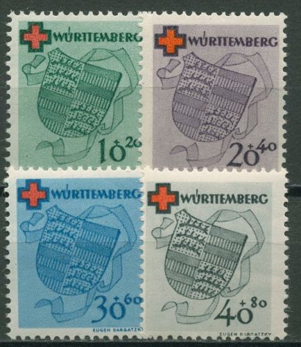 Französische Zone: Württemberg 1949 Deutsches Rotes Kreuz 40/43 A mit Falz