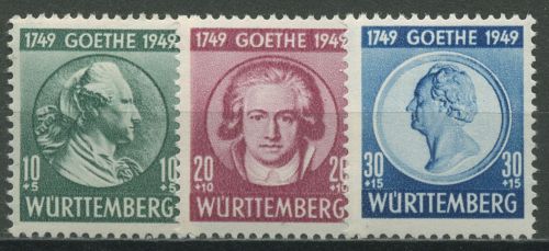 Französische Zone: Württemberg 1949 Johann Wolfgang von Goethe 44/46 postfrisch