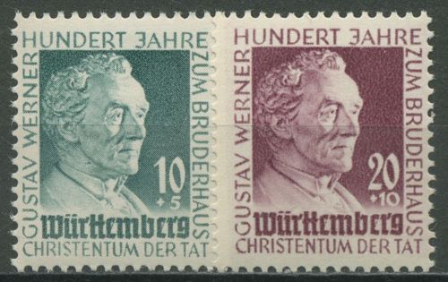 Französische Zone: Württemberg 1949 Gustav-Werner-Stiftung 47/48 postfrisch