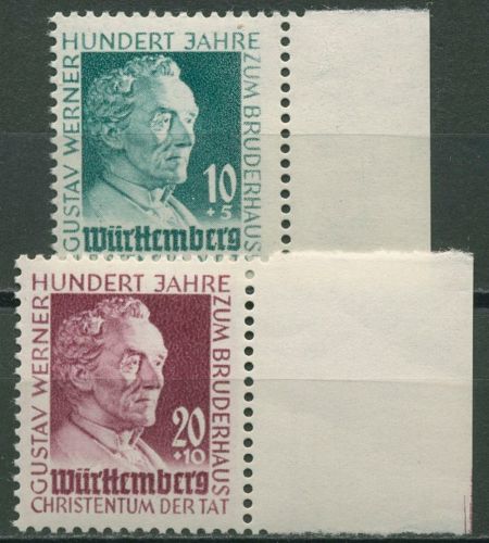 Franz. Zone: Württemberg 1949 Gustav-Werner-Stiftung 47/48 mit Rand postfrisch