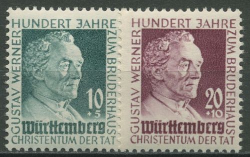 Französische Zone: Württemberg 1949 Gustav-Werner-Stiftung 47/48 mit Falz