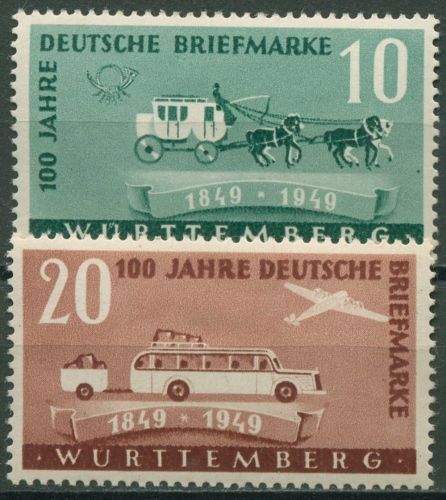 Französische Zone: Württemberg 1949 100 Jahre dt. Briefmarken 49/50 postfrisch