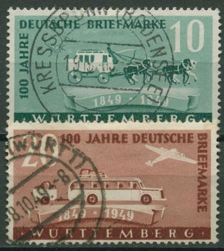 Französische Zone: Württemberg 1949 100 Jahre dt. Briefmarken 49/50 gestempelt