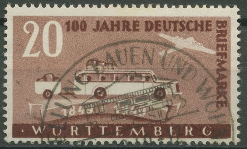Franz. Zone: Württemberg 1949 100 J. dt. Briefmarken Type II, 50 II gestempelt