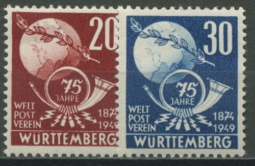 Französische Zone: Württemberg 1949 75 Jahre Weltpostverein UPU 51/52 postfrisch