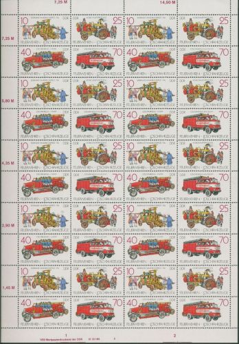 DDR 1987 Löschfahrzeuge 3101/04 ZD-Bogen DV 2 postfrisch