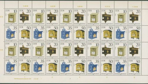 DDR 1985 Historische Briefkästen 2924/27 ZD-Bogen DV 1 postfrisch