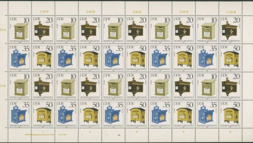 DDR 1985 Historische Briefkästen 2924/27 ZD-Bogen DV 3 postfrisch
