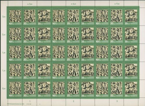 DDR 1974 Philatelistentag: Relief 1988/90 ZD-Bogen DV 3 postfrisch
