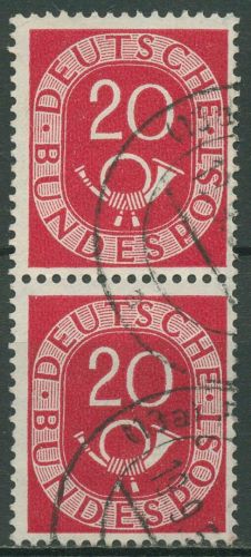 Bund 1951 Posthorn Bogenmarken 130 senkrechtes Paar gestempelt