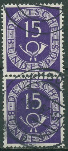Bund 1951 Posthorn Bogenmarken 129 senkrechtes Paar gestempelt