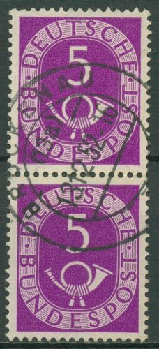 Bund 1951 Posthorn Bogenmarken 125 senkrechtes Paar gestempelt