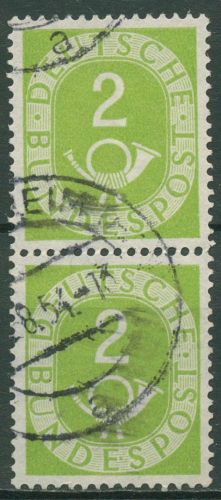 Bund 1951 Posthorn Bogenmarken 123 senkrechtes Paar gestempelt