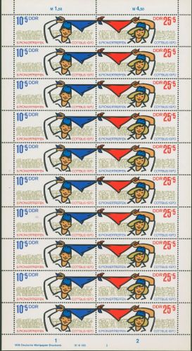 DDR 1970 Pioniertreffen Cottbus 1596/97 ZD-Bogen DV 2 postfrisch