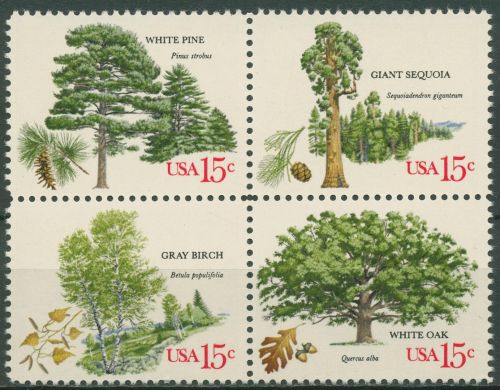 USA 1978 Försterei Bäume Mammutbaum Eiche 1364/67 ZD postfrisch
