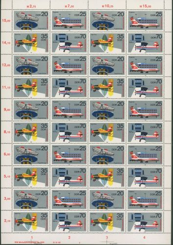 DDR 1980 25 Jahre INTERFLUG 2516/19 ZD-Bogen DV 2 postfrisch