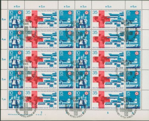 DDR 1972 Rotes Kreuz der DDR 1789/91 ZD-Bogen DV 1 mit Sonderstempel