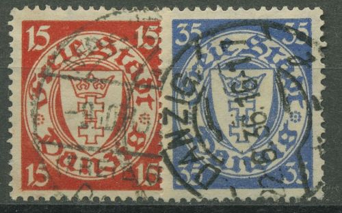 Danzig 1925 Freimarken Staatswappen 214/15 gestempelt