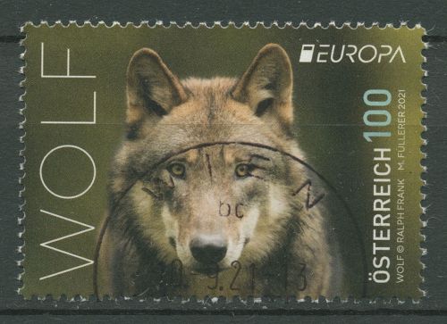 Österreich 2021 Europa CEPT Wildtiere Wolf 3582 gestempelt