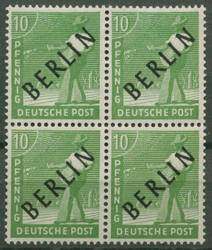Berlin 1948 Schwarzaufdruck Bogenmarken 4 b 4er-Block postfrisch