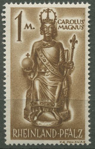Franz. Zone: Rheinland-Pfalz 1947 Type I, 15 yw II postfr., Gummi grobk. geprüft