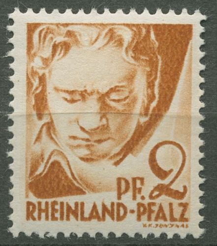 Franz. Zone: Rheinland-Pfalz 1948 Beethoven Type I, 16 ya I postfrisch geprüft