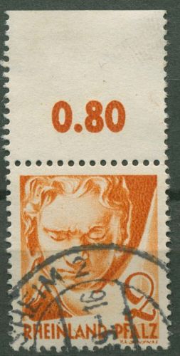 Französische Zone: Rheinland-Pfalz 1948 Beethoven Type I, 32 ya I OR gestempelt