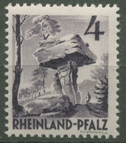 Rheinland-Pfalz 1948 Teufelstisch Type III, 33 ya III postfrisch geprüft