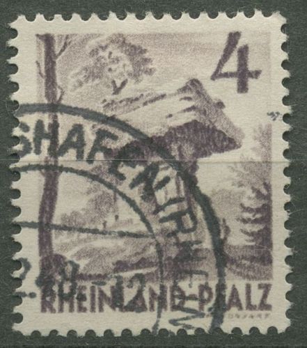 Rheinland-Pfalz 1948 Teufelstisch Type III, 33 ya III gestempelt geprüft