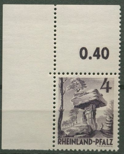 Rheinland-Pfalz 1948 Teufelstisch Type III, 33 ya III Ecke 1 postfrisch