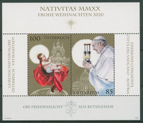 Österreich 2020 Weihnachten Papst Franziskus Block 120 postfrisch (C67000)