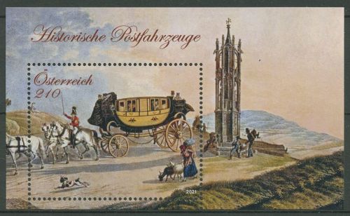 Österreich 2021 Postfahrzeuge Postkutsche Block 124 postfrisch (C67003)