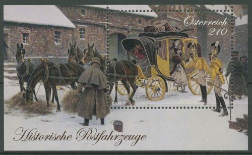 Österreich 2022 Postfahrzeuge Postkutsche Block 131 postfrisch (C67008)