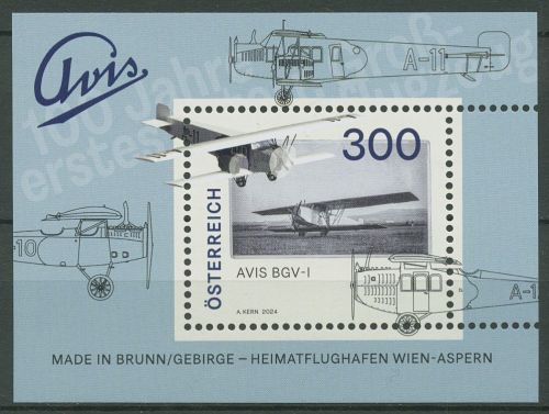 Österreich 2024 AVIS Flugzeug-& Autowerke Block 149 postfrisch (C67010)