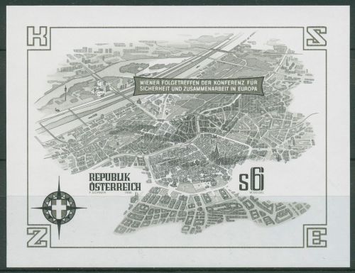 Österreich 1986 KSZE-Konferenz Wien Schwarzdruck Block 8 S postfrisch (C67016)