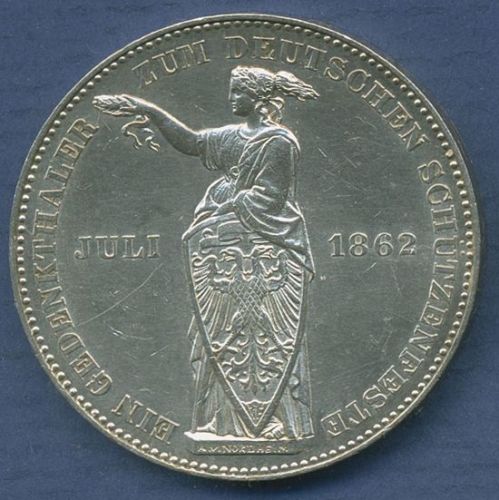 Frankfurt Stadt Taler 1862 Schützenfest, J 51, vz/vz+ (m6905)