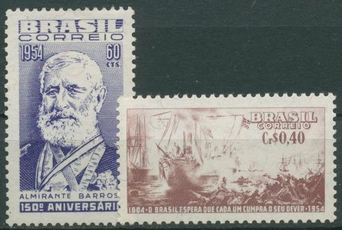 Brasilien 1954 Admiral Barroso Flußschlacht gegen Paraguay 860/61 postfrisch