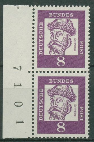 Bund 1961 Bedeutende Deutsche Bogenmarken mit Bogen-Nr. 349 x postfrisch
