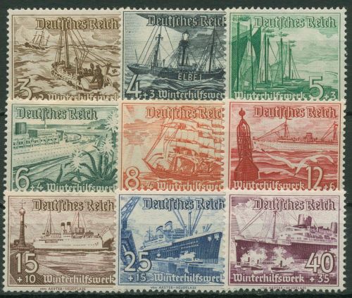 Deutsches Reich 1937 Winterhilfswerk WHW Schiffe 651/59 mit Falz