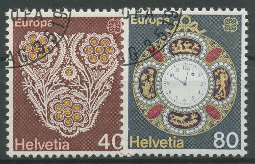Schweiz 1976 Europa CEPT Kunsthandwerk Taschenuhr Stickerei 1073/74 gestempelt
