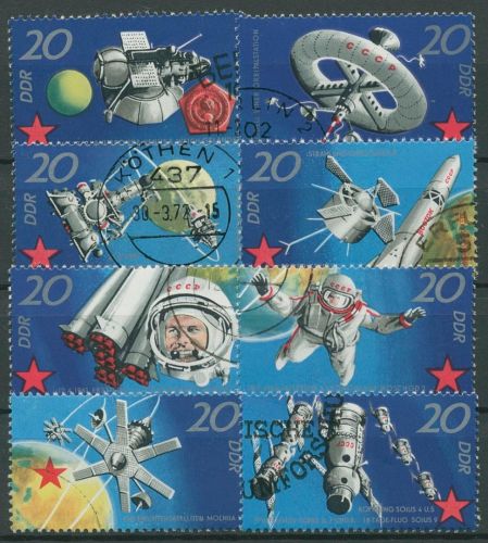 DDR 1971 Sowjetische Weltraumflüge Kosmonauten 1636/43 gestempelt