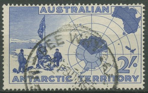 Austral. Antarktis 1957 Erforschung der Antarktis Landkarte Flagge 1 gestempelt