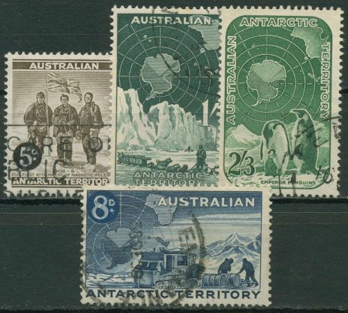 Austral. Antarktis 1959 Antarktisforschung Pinguine Schlitten 2/5 gestempelt