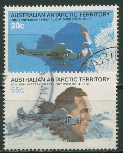 Austral. Antarktis 1979 Admiral Byrd Südpolüberquerung Flugzeug 35/36 gestempelt